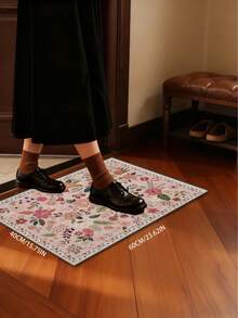 1pc Pink Floral Decorative Carpet, Living Room Rug, Area Rug, Living Room Area Carpet, Small Area Mat, Home Decor, Large Living Room Carpet, Round Carpet, Home Living Room Decor, Room Decor, Washable Rug - Multicolor - View 3