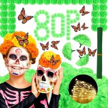 Tendencia100p Flor De Cempasuchil Artificial Decoracion Dia De MuertoCalidad premium - Verde - Ver 13