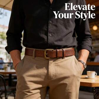 Classic Vintage Brown Belt For Women With Brass Buckle – Versatile Retro Style For Jeans, Dresses & Coats, All Seasons Wear