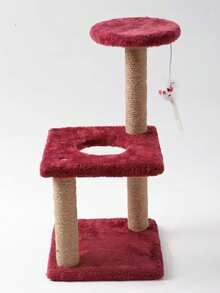 15英寸室内猫树塔，剑麻包裹的猫抓柱，带悬挂式老鼠玩具的互动式猫攀爬架，耐用猫用品 - 彩色 - 查看 11