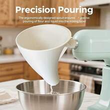 1pc Flour Chute With Pouring Spout And Anti-Splash Guard - Ergonomic Handle And Sturdy Base - Compatible With KitchenAid KSM150 And 5-Quart Stand Mixers