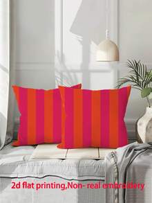 1 件霓虹粉红和橙色垂直条纹帐篷设计抱枕套,适用于客厅、卧室、沙发、家居、房间装饰 - 派对、家庭聚会、节日装饰 - 靠垫套(无枕芯) - 多种尺寸 - 单面印花 - 紅色 - 查看 12