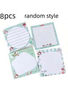 4张可爱苹果黑猫图案便签纸 - 趣味苹果设计，自粘可移除，可从学生课堂笔记上撕下。易撕便签纸，经久耐用，适用于学校、办公室、家庭、日记、文具、教师及办公用品。开学必备。