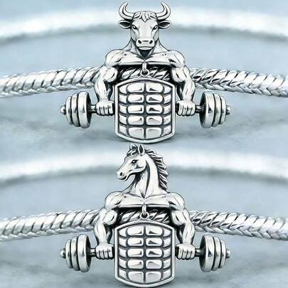 925 Sterling Silver Ox & Horse Amulet Charm Pendant, Suitable For Women DIY Bracelet, Fashion Jewelry Gift For Birthday Party