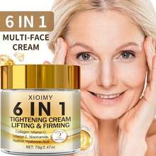 Xioimy 六效合一即时紧致提拉霜，深层补水保湿，抚平干燥，提升光泽和弹性，令肌肤更显年轻，蕴含视黄醇、透明质酸、烟酰胺、多种维生素、胶原蛋白，70克，清爽不油腻