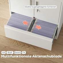 Lockable Steel Filing Cabinet/Office Cabinet With 2 Doors And Adjustable Shelves, White