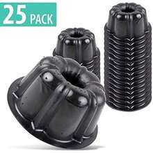 O'Creme - Mini molde de plástico para hornear, charola para hornear con silicona antiadherente, molde reutilizable para hornear y mucho más, paquete de 25 unidades - 1-Mini pastel - Ver 2