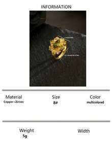 1pc Vintage Baroque Style Copper Alloy Zirconia Stone Women's Ring, Suitable For Party, Wedding, Retro Themed Occasions - Multicolor - View 16