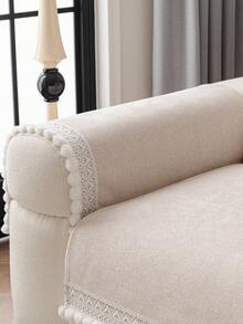 1pc Comfortable Chenille Sofa Cushion Cover, All Season Sofa Seat Protector, Modern Minimalist Anti-Slip Washable Sofa Slipcover, Beige Soft & Fade-Resistant, Pet-Friendly Couch Cover Fits L-Shaped Sofa And 1/2/3/4 Seater - Beige - View 8