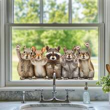 1 miếng dán trang trí kính hình động vật dễ thương, hình sóc và gấu trúc tự dính. - Nhiều màu - Xem 3