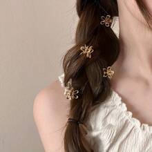Metal Flower Small Grab Clip Women's Side Clip Side Cute Hair Clip Headgear Small Mini Bangs Hairpin Shark Clip - Bộ 4 món mạ vàng - Xem 2