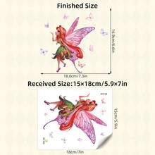 1/2 张/套 神奇仙子身高测量墙贴，0 至 150 厘米身高尺，粉色仙子栖息在树枝上，粉色花瓣和蝴蝶装饰，适合女孩婴儿房卧室门，可移除即撕即贴，梦幻粉色春日主题艺术 - 彩色 - 查看 15