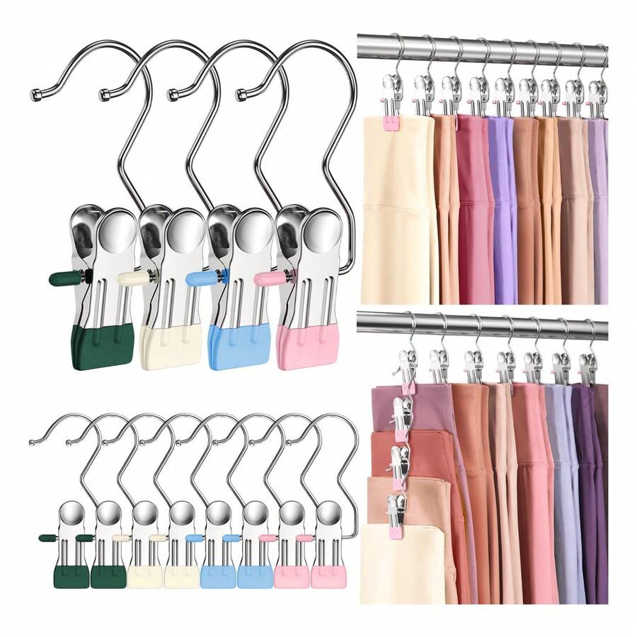 TendenciaPaquete 60 Pcs Colgable Antideslizante Ganchos Para PantalonCalidad premium - Azul Y Rosa Y Crema Y Verde - Ver 1