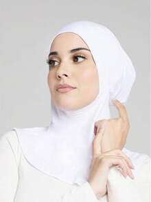 3件套女士时尚纯色组合套装，弹性下巴罩，方便的头巾，围巾，头饰，长袍，适合日常穿着 - 彩色 - 查看 3