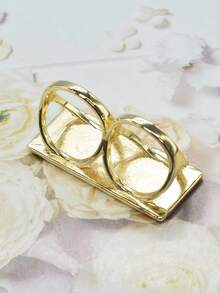 1枚复古奢华个性化宽版双指戒指，长方形镂空连接指环，适合男士日常、派对、活动佩戴，是万圣节、圣诞节、复活节、送给男友的绝佳礼物 - 金色 - 查看 4