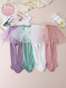 1 Stück Mädchen Prinzessin Tüllrock Leggings, weich dehnbar minimalistisch elegante Stirnband Strumpfhose - Verschiedenfarbig - Übersicht 3