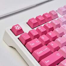 一套完整的蜜桃粉/透明双色键帽，PC透明材质，表面经彩虹处理，Cherry原厂高度 - 粉色 - 查看 3