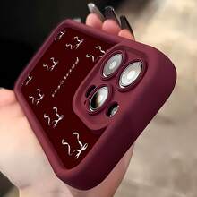 Estuche para teléfono con espejo con patrón de lazo de princesa También se puede usar como espejo y es compatible con  17,  16 Pro Max,  15 Pro Max,  13 y  12 Hecho de TPU, brinda protección contra golpes y caídas Es un regalo encantador para familiares, amigos, princesas jóvenes y una opción encantadora para cumpleaños, vacaciones u ocasiones especiales. - Burdeos - Ver 5