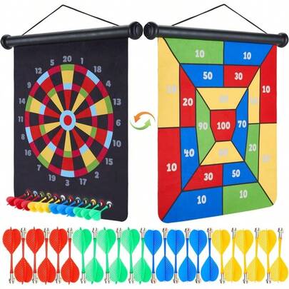 17.5 In Large Size 2in1 Rollup Magnetic Darts Board With 24pcs Darts, Outdoor  Dart Game And Adults, 3 - 12 Year Old Birthday Gifts