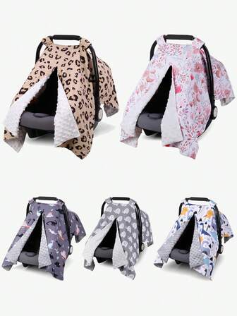 1 st bilbarnstolsskydd, supermjukt plyschöverdrag med titthål, bekvämt för amning, kan även användas som en mjuk filt för spädbarn och småbarn