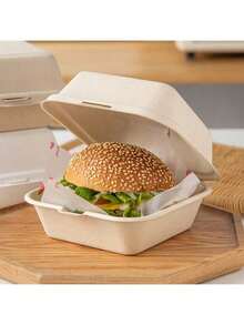 5/10 Stück Dessert-Kuchen Verpackungsboxen, Papier-Pulp Klebeaufkleber, Bento-Boxen, Soufflés, Hamburger, Mitnehm-Behälter - Verschiedenfarbig - Übersicht 3