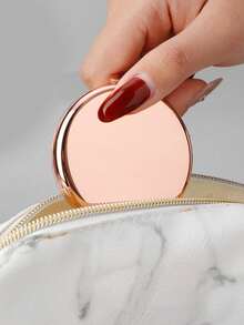 1 Pc Portable Double-Sided Metal Foldable Mirror, HD Makeup Handheld Portable Mirror, Makeup, Affordable, Room Decoration, Dressing Table, Travel, Bedroom, Makeup Accessory, Mirror, Vanity Mirror, Mini Mirror, Portable Mirror, Small Mirror, Handheld Mirror, Affordable, Christmas Stocking Stuffer, Makeup, Makeup Tool, Affordable Item, Gift, Gift For Women, Christmas Gift - Vàng - Xem 4