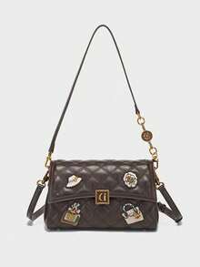 2026新款时尚女士腋下包，奢华高品质绗缝刺绣包，别致徽章优雅单肩包，多功能大容量通勤单肩/斜挎包 - 彩色 - 查看 14