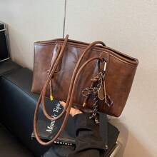 2026 New Fall Winter Vintage Style Large Capacity Tote Bag For Women - Premium Texture Single Shoulder Handheld Bag, Spacious Commuter Bag With Multiple Pockets For Office/Daily/Weekend Outings - 彩色 - 查看 3