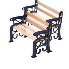 1pc Mini Park Bench Model Decor, Miniature Gardening Accessory, Miniature Yard Scene Prop Model, Exquisite Craft, Small House Decoration, Miniature Home Scene DIY, Collectible Gift For Hobbyists And Enthusiasts - Beige - View 4