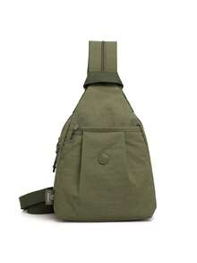 1个纯色尼龙面料拉链休闲单肩包/斜挎包，男士适用，可装手机、纸巾等日常必需品，适合通勤、工作、上学、外出、短途旅行