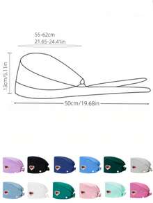 1 pezzo Cappellino da lavoro per donne in materiale di poliestere con stampa digitale a motivo a cuore del marchio, regolabile con elastico, adatto per medici, infermieri, saloni di bellezza, cliniche veterinarie, addetti alle pulizie e personale di servizio - Multicolore - Visualizzare 2