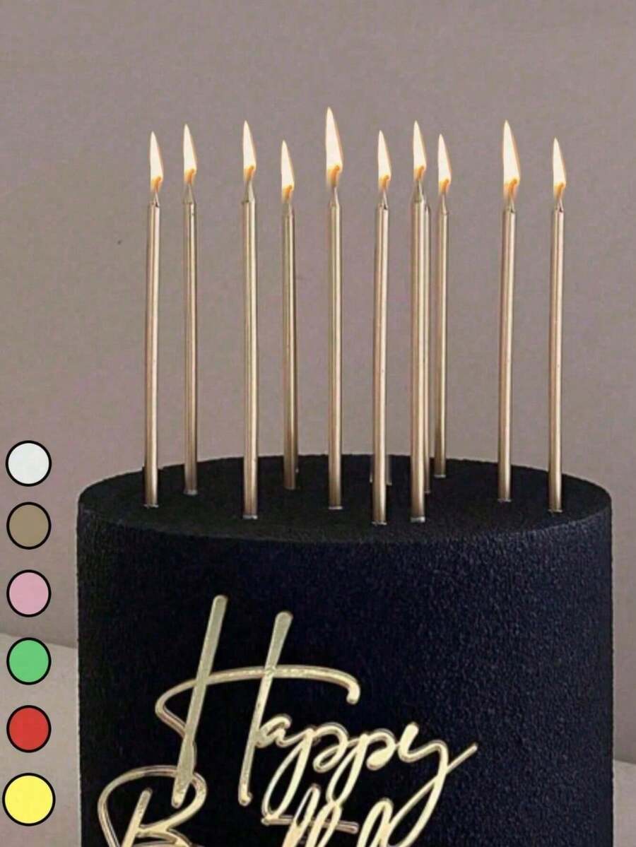 Cake Candles - 6pcs Per Box, Long-Lasting Pencil Candles, Slim Design, Ideal For Birthday Celebrations - Add Charm To Dessert Tables, Essential Cake Decoration Supplies For Perfect Birthday Parties And Holiday Decor