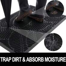 Waterproof Doormat Sturdy Natural Rubber Front Indoor Mat Non Slip Low Profile Indoor Outdoor Door Mats Stain And Fade Resistant Floor Mat Easy Clean Patio Entrance Mat 30''x17'' Black - 30x17 - 查看 2