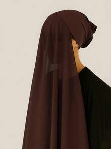 1pc 2-In-1 Chiffon Hijab With Undercap, Silky Soft & Breathable Jersey Hijab & Undercap Set, Suitable For Muslim Daily Wear - Multicolor - View 14