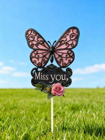 4pcs-2D Colorful Butterfly Signage Outdoor Yard Decorations, Outdoor Garden Decor Butterfly Stakes, Spring Garden Decoration, Valentine's Day Red Heart Yard Stakes, Valentine's Day Yard Signs With Valentine Decorative Garden Stakes For Holiday Pathway Lawn Walkway Patio Party Wedding Anniversary, Valentine's Day Butterfly Ornaments Decoration, Valentine's Day Gifts, Party Supplies, Home Decor