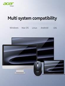 Acer Official Genuine OMR280 2.4GHz Wireless Mouse, Silent Mouse With USB Receiver, Plug And Play, Ergonomic Design, Suitable For Office And Home Entertainment Scenarios, Multi-System Compatible Devices, Laptop, PC - Black - View 10