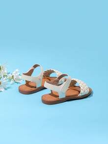 Minimalist Style Woven Casual Summer Sandals For Girl - White - View 6