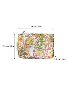 1pc Large Capacity Embroidered Knit Floral Cosmetic Bag, Essential For Travel And Parties,Pouch,Makeup Pouch,Travel Essential - Multicolor - View 8