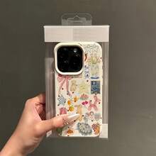 1 chiếc ốp lưng điện thoại bằng da màu trắng, kiểu dáng tối giản, dễ thương với họa tiết nơ, gấu, hoa, sao, tương thích với iPhone 16 Pro Max, 17/16/15/14 Plus, 13/12/11, Air, Series - Nhiều màu - Xem 3