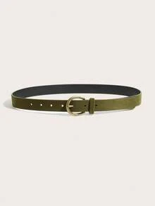 1pc Green Women's Belt, Vintage Belt, Green Belt, Bronze Buckle Belt, Fashion Simple Belt, Boho Belt, Y2K Belt, Country Belt, Rodeo, Cowgirl Belt, Western Belt, Match With Dress, Pants, Pants, Suitable For Party, Gathering, School, Music Festival, Summer, Autumn, Back To School Season - Green - View 2