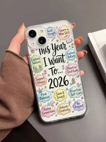 1个时尚个性化新年标语拼贴图案全覆盖透明防指纹TPU手机壳，兼容/Galaxy/ 16 Pro Max/16/16 Pro/16 Plus/11/15/15 Pro/15 Pro Max/12/13/14 Pro Max/Xs/Xr/11 Pro/11 Pro Max/12 Pro/12 Pro Max/13 Pro/13 Pro Max/7 Plus/14 Pro/14 Pro Max/14 Plus/7 Plus/8 Plus/8/SE2/12 Mini/13 Mini软壳 - 彩色 - 查看 1