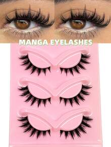 3 Pairs Cat Eye Lashes Spiky Wet Look False Eyelashes 3D Tail Elongated Eyelashes Natural Look Manga Lashes Wispy Fake Lashes Cosplay Anime Lashes Thai Style Eyelash Extension,Suitable For Daily Dating,Masquerade Party - Cat Eye Lashes - View 7