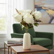 TendenciaRamo De Rosas Flores Artificiales Con Follaje Decorativa Blanco RosaCalidad premium - 1 - Ver 1