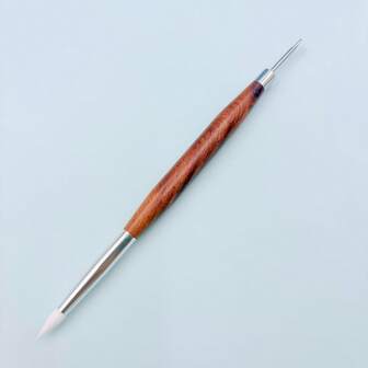 1 pieza Herramienta de arte de uñas de madera de sándalo roja con punta de silicona