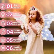 TendenciaSet De Alas De Hada, Con Luces Y Música,halloween FiestaCalidad premium - Blanco - Ver 3
