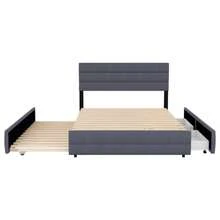 Platform Bed 140 X 200 Cm With Snowplow For Two People And Two Drawers, Grey - 灰色 - 查看 6
