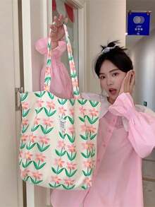 Summer Super Fresh European And American French Style Rhombus Ditsy Floral Fashion Shoulder Bag, Student Cloth Bag - Multicolor - View 3