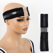 新款假发带，T型蕾丝天鹅绒材质，带硅胶扣，可固定假发，升级版假发固定围巾式头带，可调节式固定扣 - 彩色 - 查看 11