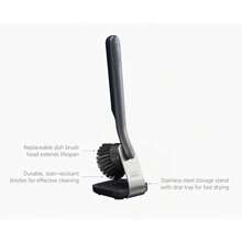 Joseph Joseph SinkTech Dish Brush With Stainless-Steel Storage Stand Durable Bristles Pan Scraper Replaceable Head - GRAPHITE - View 5