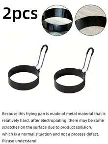 1 pieza Molde para huevo frito de acero inoxidable, aro redondo para huevo con mango de silicona, molde antiadherente para cocinar huevos - Negro - Ver 17